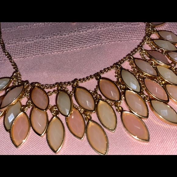 Gold, and Pink Statement Necklace - Picture 5 of 5